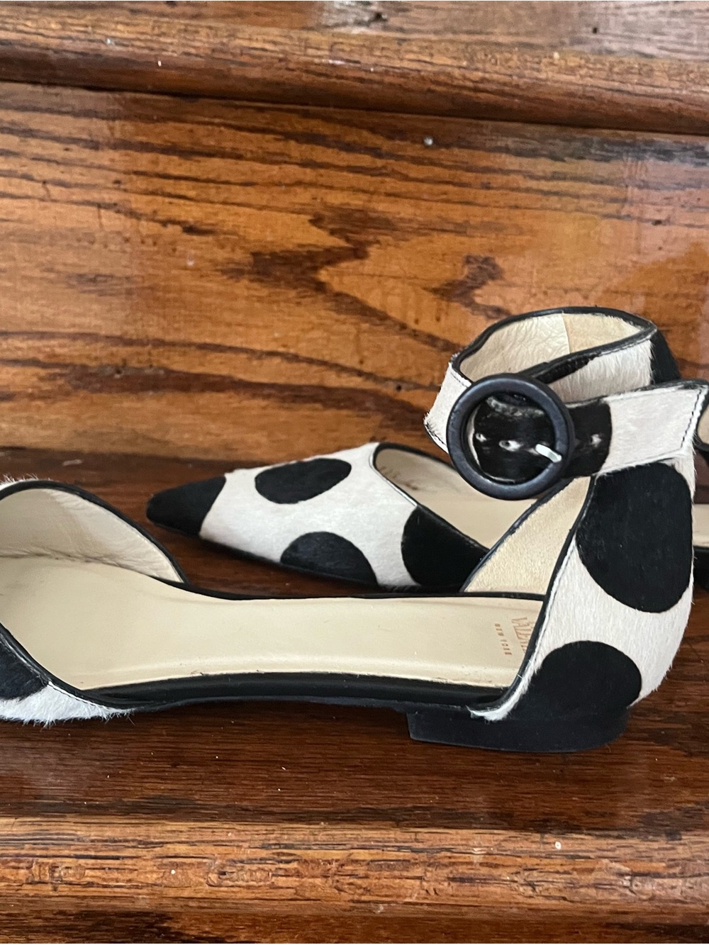 Frances Valentine Calf Hair Polka Dot Ankle Strap Heels Pumps Women’s Size 10 - Picture 4 of 7